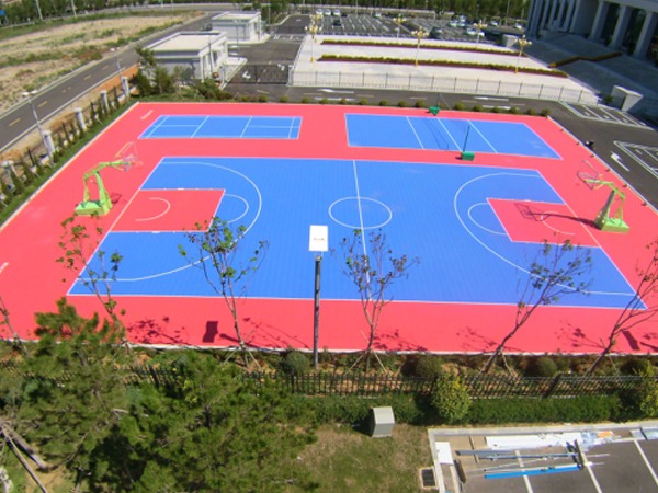 软连接双层米子格悬浮地板篮球场施工